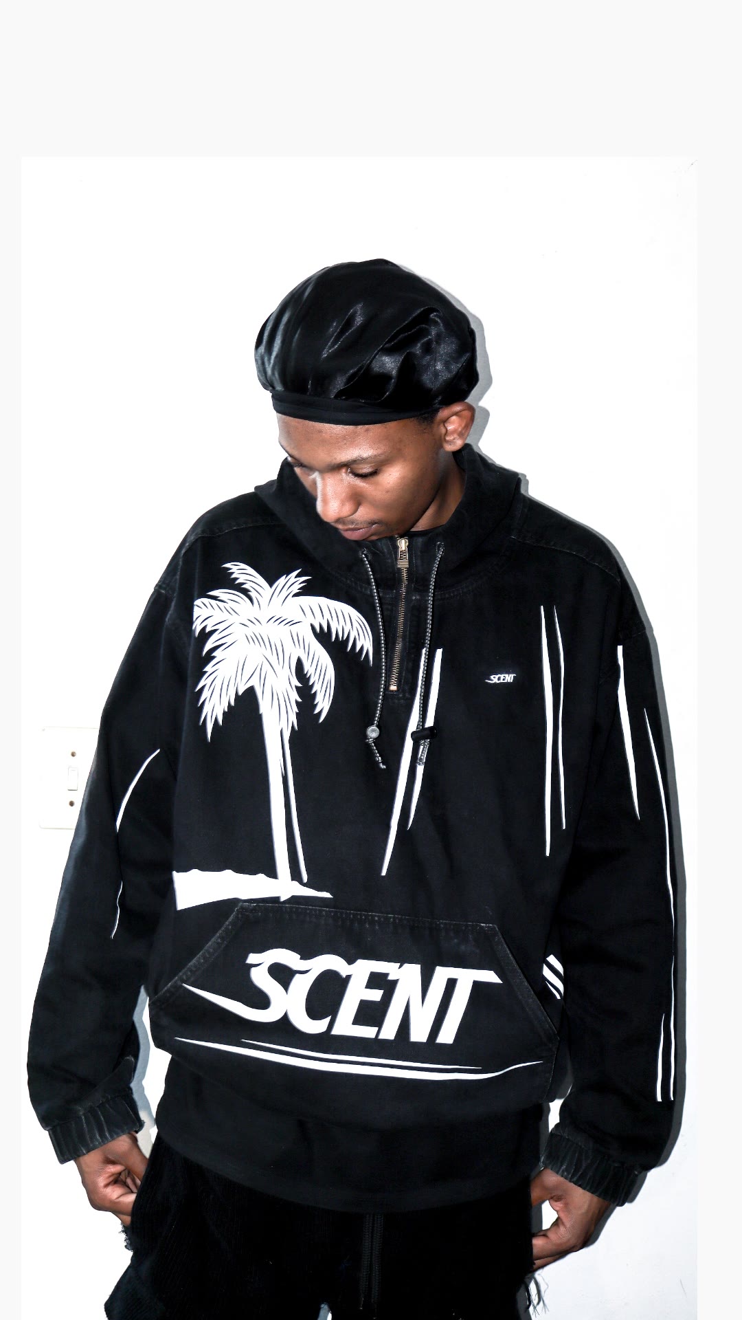 SCENT Heavyweight Bull Denim Zip Sweater fit visual